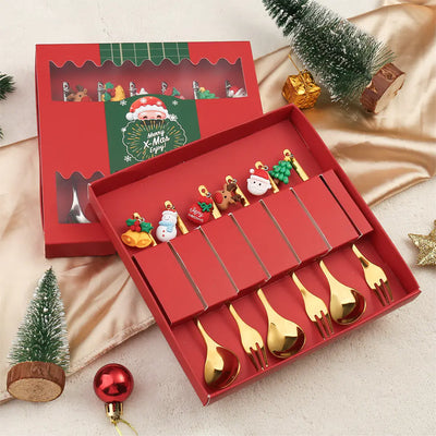 Stainless Steel Christmas Spoon Set with Forks