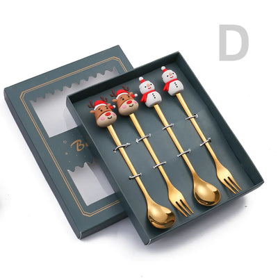 Cartoon Christmas Spoon Cutlery Set for Desserts