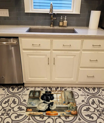Poodle Fall Kitchen Pumpkins Memory Foam Kitchen Mat - Lunqara 