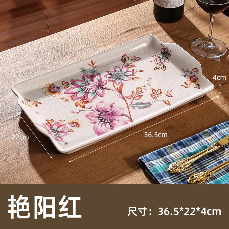 Ceramic Tray for Kitchen Use, Rectangular Design - Lunqara 