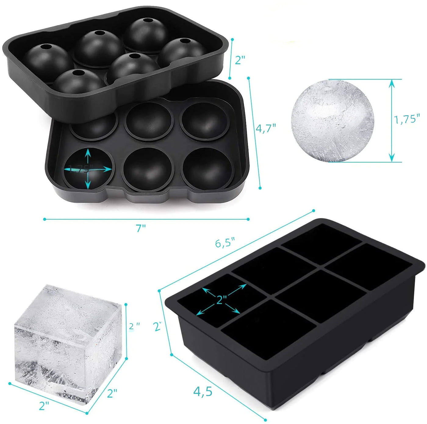 Silicone Ice Cube Tray Set - Food Grade Honeycomb Design - Lunqara