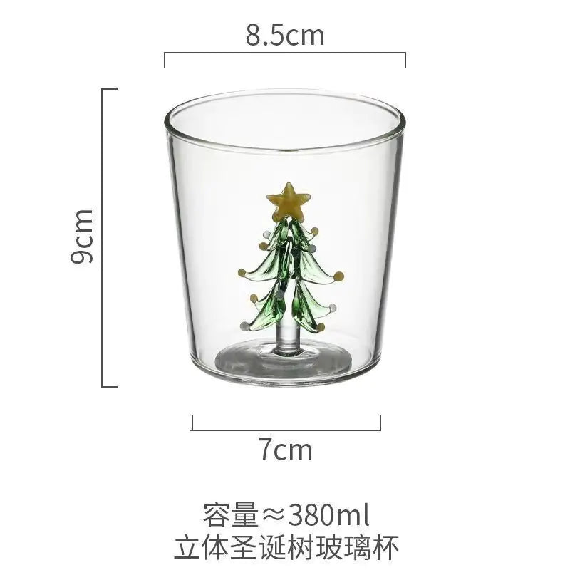 3D Christmas Tree Glass Cup - Creative Highball Gift