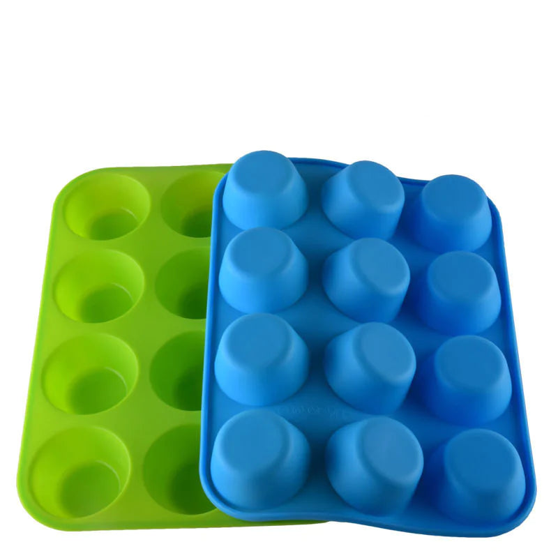 Thickened 12-Cavity Round Silicone Cake Mold