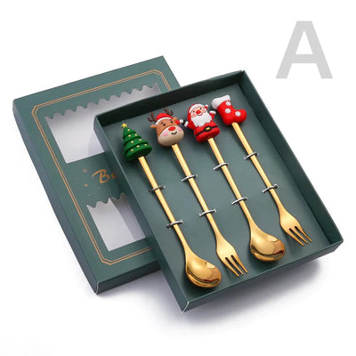 Cartoon Christmas Spoon Cutlery Set for Desserts - Lunqara