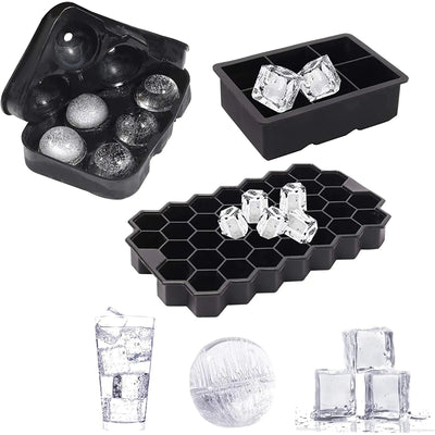 Silicone Ice Cube Tray Set - Food Grade Honeycomb Design - Lunqara