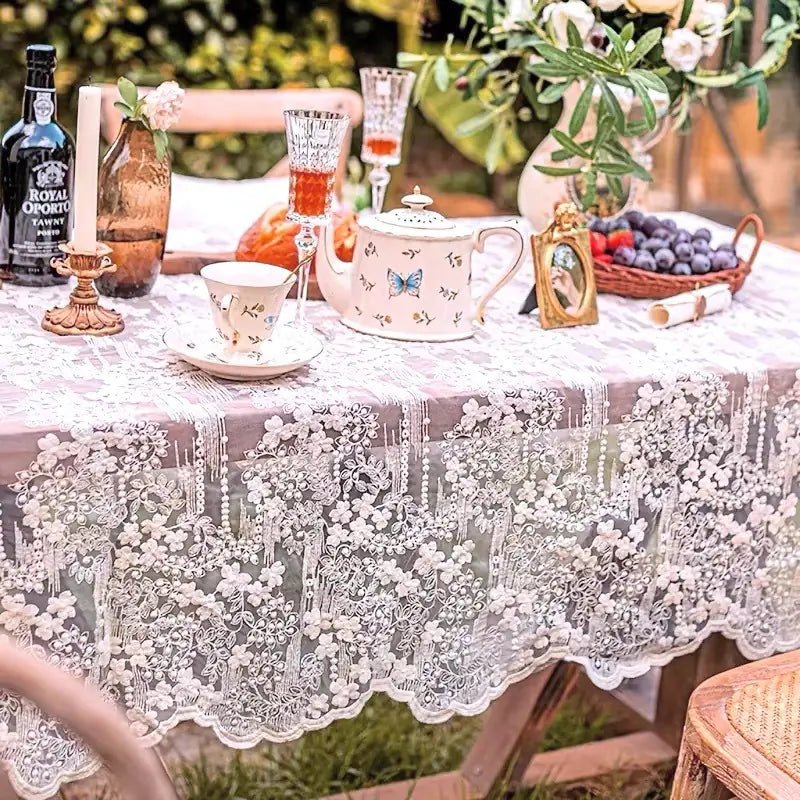 Lace Organza Embroidered Tablecloth - Lunqara