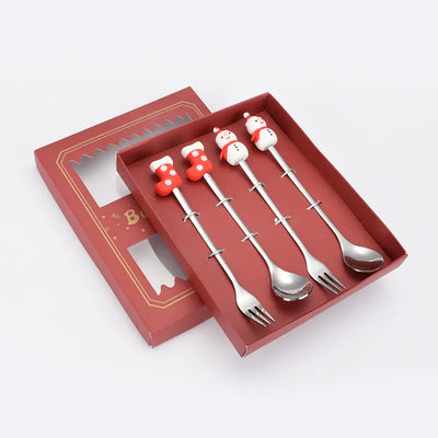 Stainless Steel Christmas Spoon Set with Forks