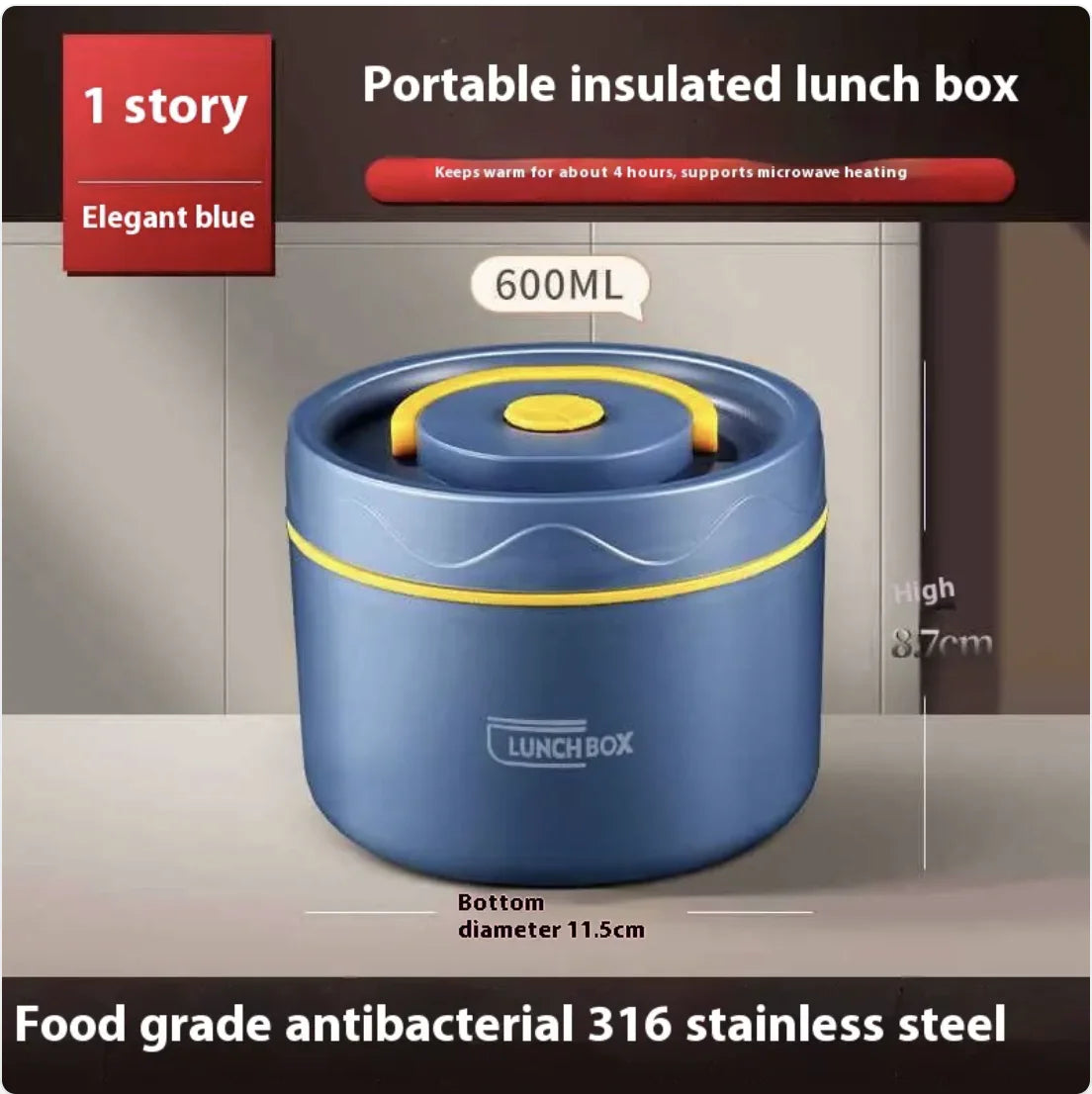 Extra-Long Insulated Stainless Steel Lunch Box