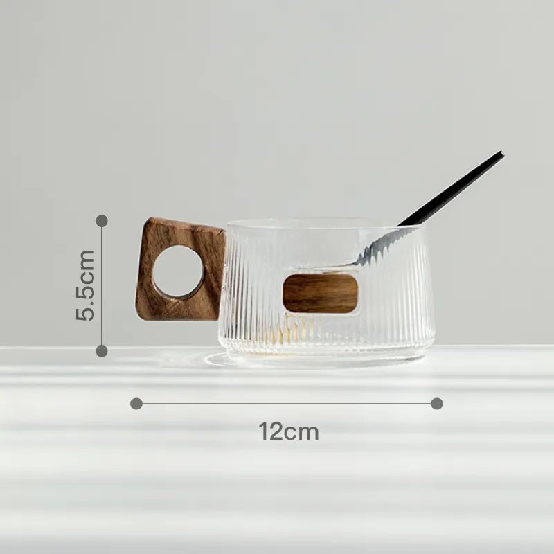 Walnut Glass Coffee Cup Set - Lunqara