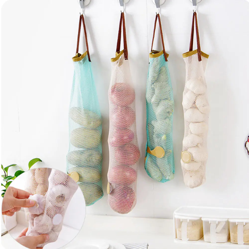 Fruits and Vegetables Storage Net Bag with Onion Hanger