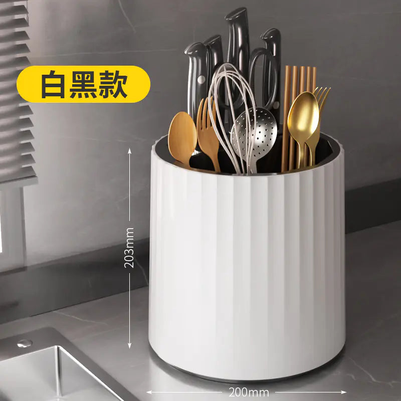 Cutlery Drain Rack Organizer with Spice Storage Box
