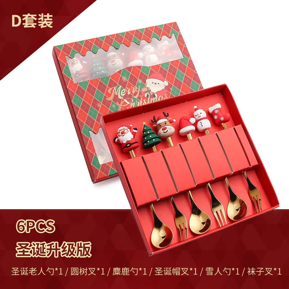 Stainless Steel Christmas Spoon Set with Forks - Lunqara