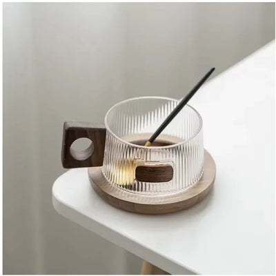 Walnut Glass Coffee Cup Set - Lunqara