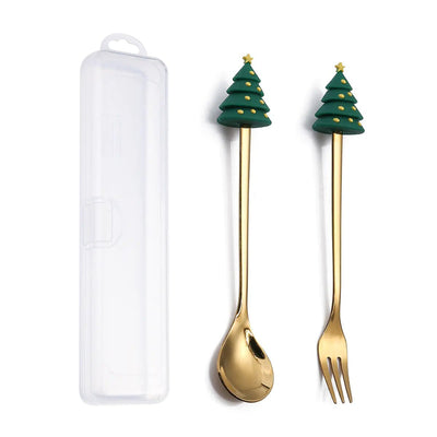 Stainless Steel Christmas Spoon Set with Forks - Lunqara