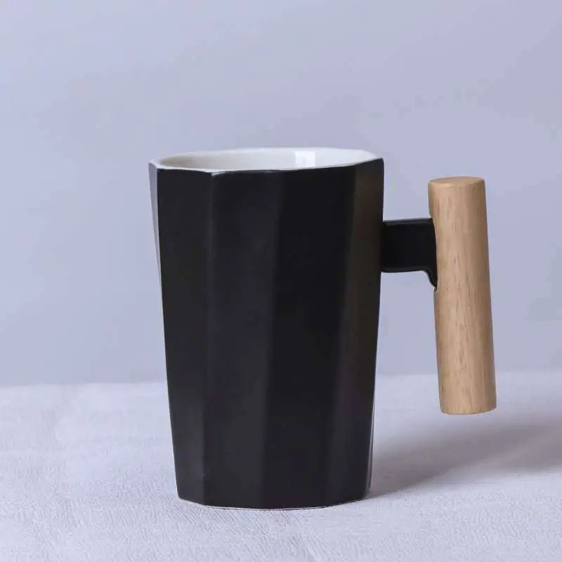 Customizable Ceramic Milk Mug with Wooden Handle - Lunqara