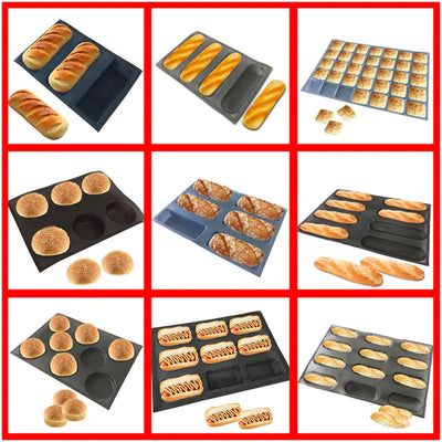 8-Cavity Round Burger Bread Silicone Mold, 44x32x4CM