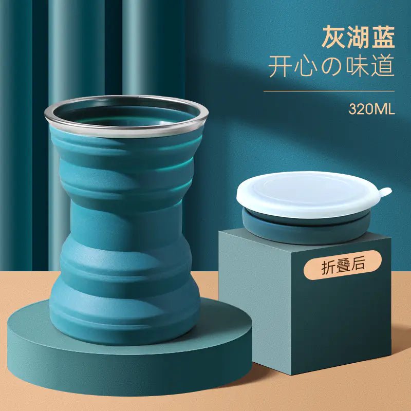 Portable Silicone Folding Travel Cup with Lid - Lunqara
