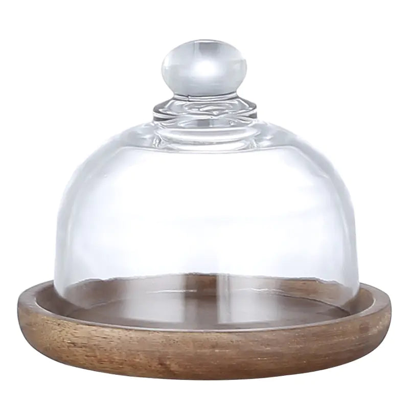 Mini Dessert Display Tray with Glass and Wood Base - Lunqara 