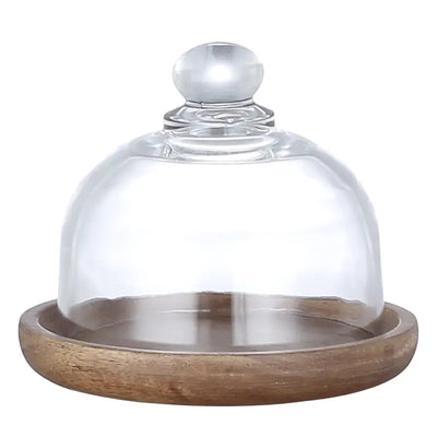 Mini Dessert Display Tray with Glass and Wood Base - Lunqara 