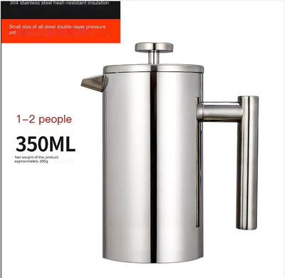 304 Stainless Steel Double - Layer French Press Coffee Pot - Lunqara