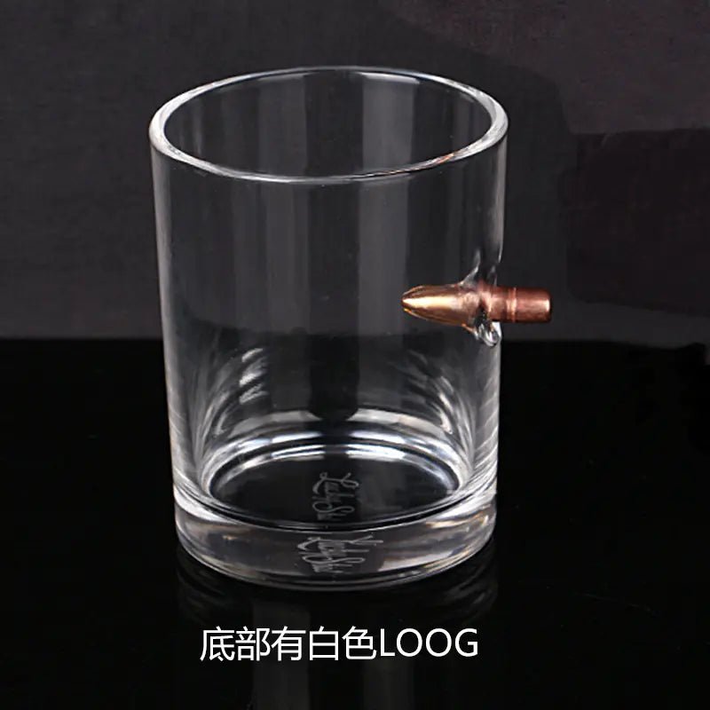 Creative Glass Whiskey Cup with Bullet Design - Lunqara