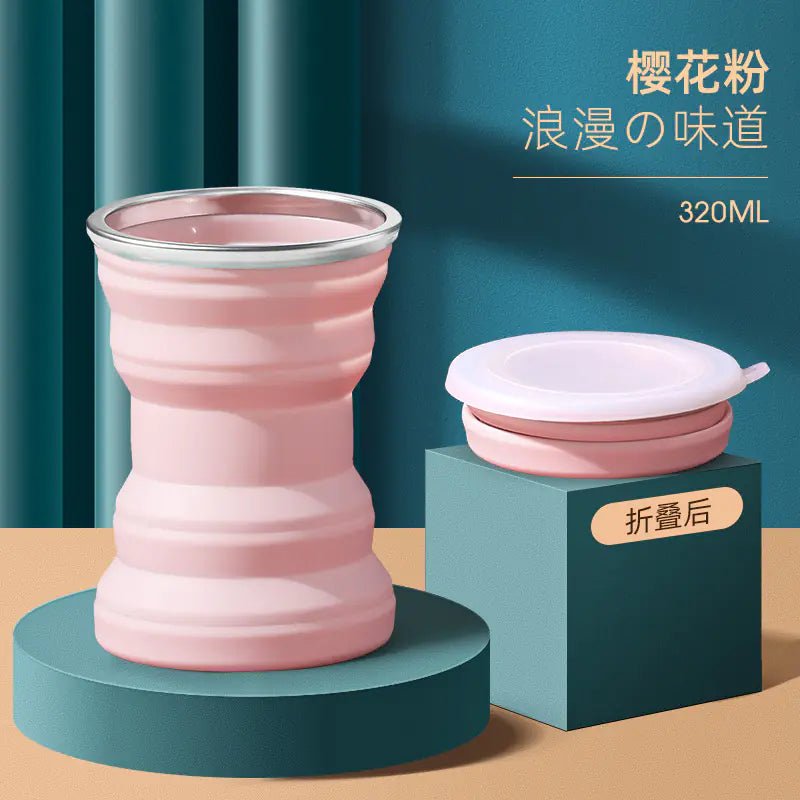 Portable Silicone Folding Travel Cup with Lid - Lunqara