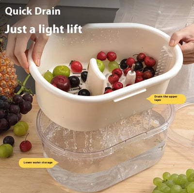 Multi-Function Fruit and Vegetable Washing & Drain Basket, Household Kitchen Cleaner - Lunqara 