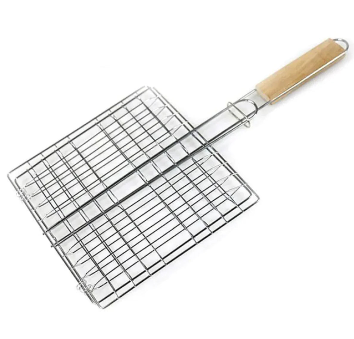 Square Outdoor Grill with Wooden Handle