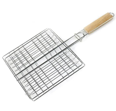Square Outdoor Grill with Wooden Handle