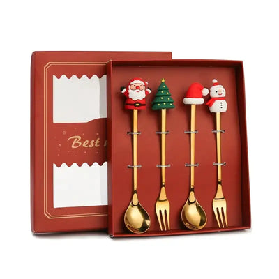 Stainless Steel Christmas Spoon Set with Forks