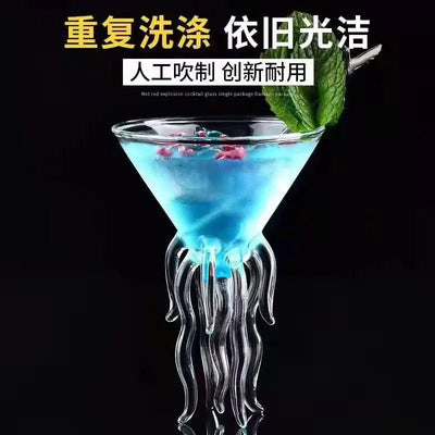 Creative Shark High Wine Glass with Octopus Design - Lunqara