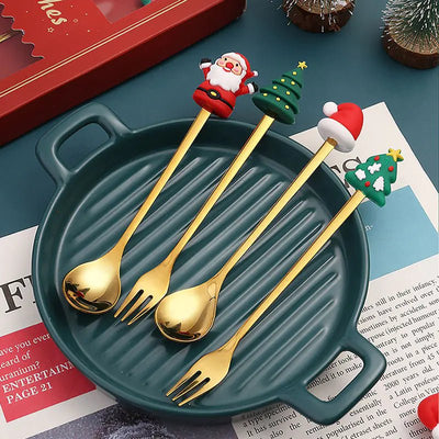 Stainless Steel Christmas Spoon Set with Forks - Lunqara