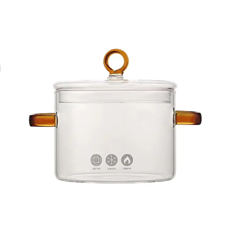 Glass Double-Handled Soup Pot with Electric Stove