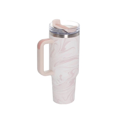 40oz Stainless Steel Travel Mug with Straw & Handle - Lunqara 
