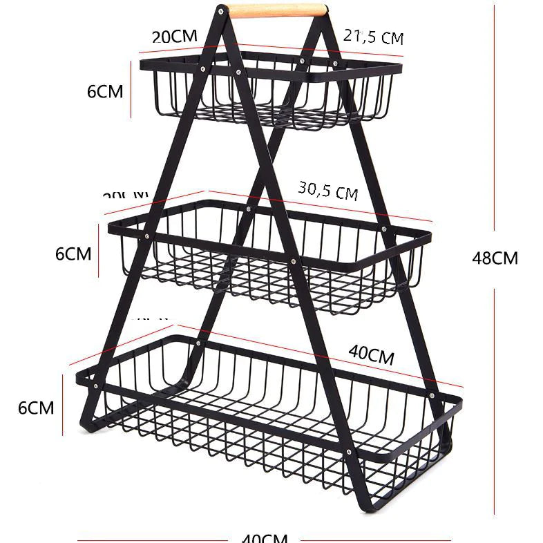 Nordic Style Removable Iron Fruit Basket for Kitchen Use - Lunqara 