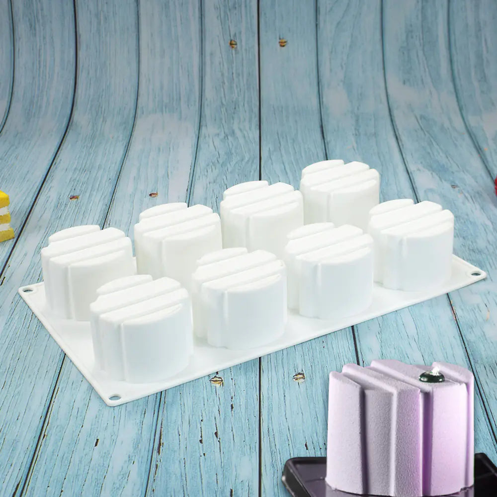 8-Cavity Striped Silicone Cake Mold for Baking