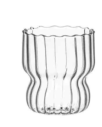 Striped Glass Water Cup - High Borosilicate Glass - Lunqara 