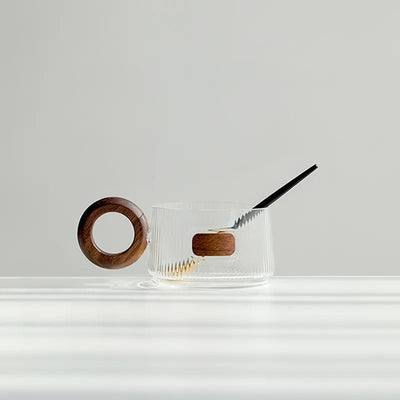 Walnut Glass Coffee Cup Set - Lunqara