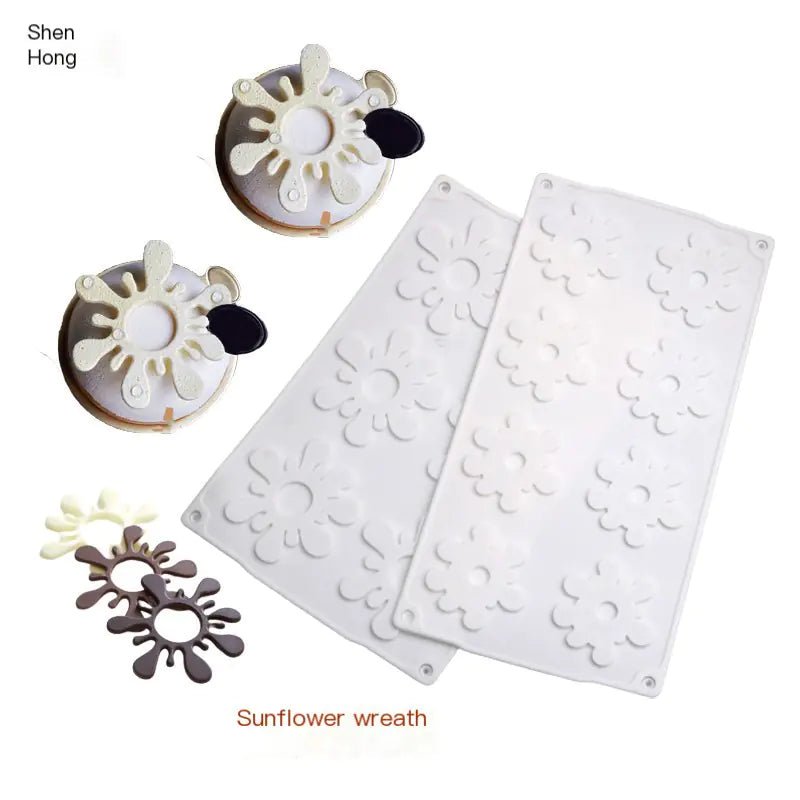 6 - Cavity Sunflower Silicone Molds for Decorating Mousse - Lunqara