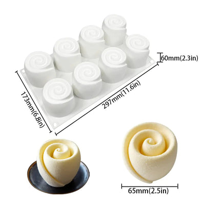 8 - Cavity Rose Silicone Mousse Mold for DIY Gifts - Lunqara