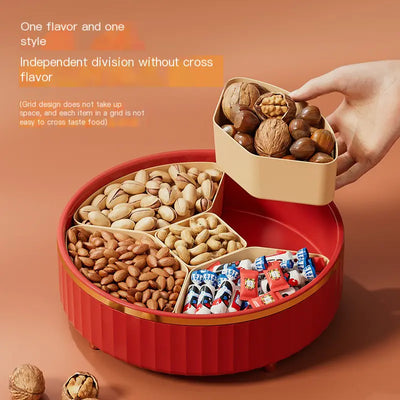 Elegant Rotating Snack Tray with Lid for Fruits & Treats