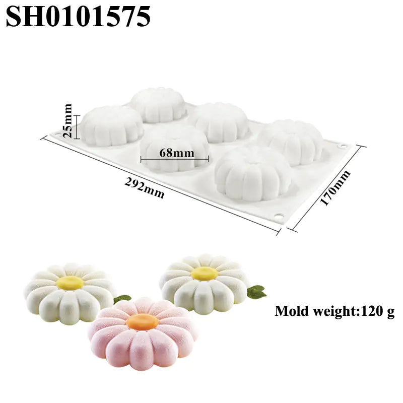New 6-Cavity Silicone Daisy Cake Mousse Mold