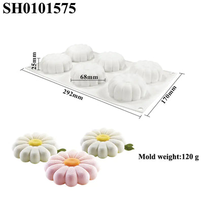 New 6-Cavity Silicone Daisy Cake Mousse Mold