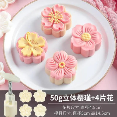 50g 3D Hibiscus Cherry Blossom Mooncake Mould