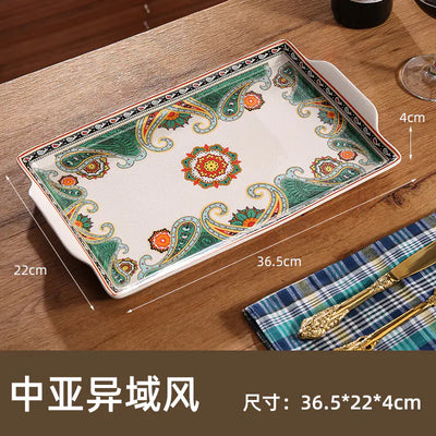 Ceramic Tray for Kitchen Use, Rectangular Design - Lunqara 