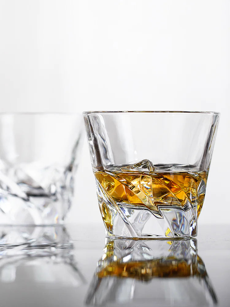 Nordic Style Crystal Whiskey Glass Set with Wooden Gift Box – Couples Edition