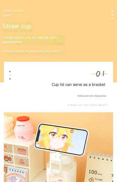 Cute Plastic Straw Sports Cup - Lunqara