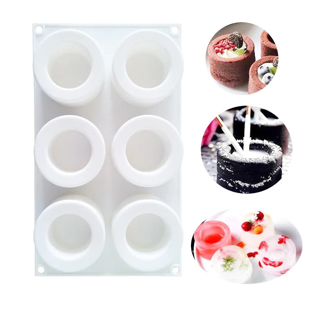 6-Cup Muffin Baking Mold for Cakes and Candles