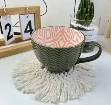 Artistic Ceramic Breakfast Mug - Large Capacity Cup - Lunqara