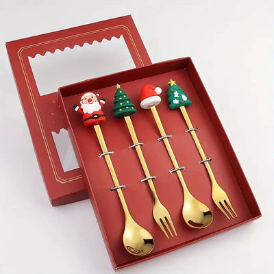 Stainless Steel Christmas Spoon Set with Forks